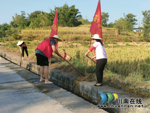 清理水渠里杂物，引水灌溉稻田（许开群摄）.jpg