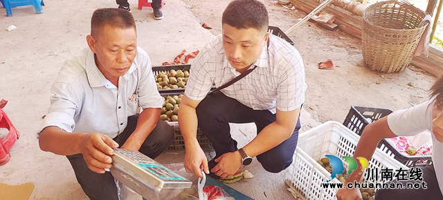 图2：张礼明（左）在卖猕猴桃.jpg
