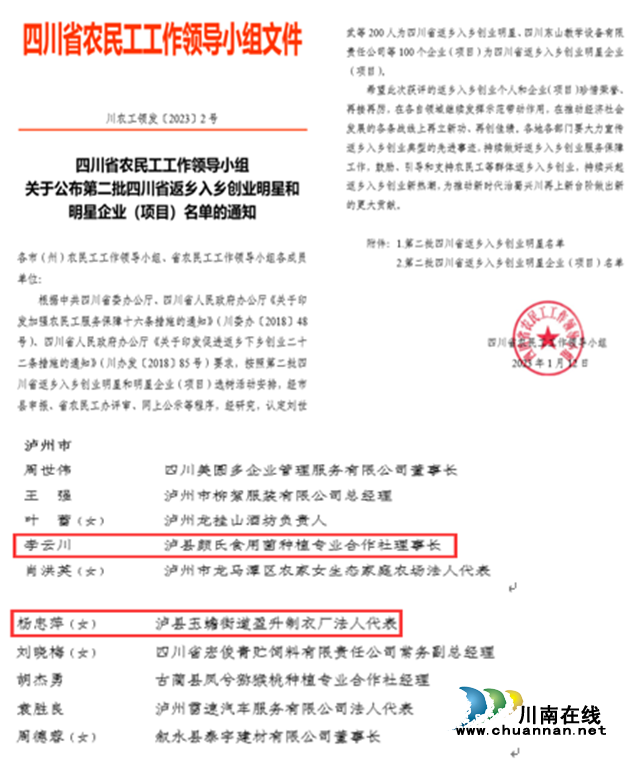 四川省农民工工作领导小组认定返乡入乡创业明星文件.png