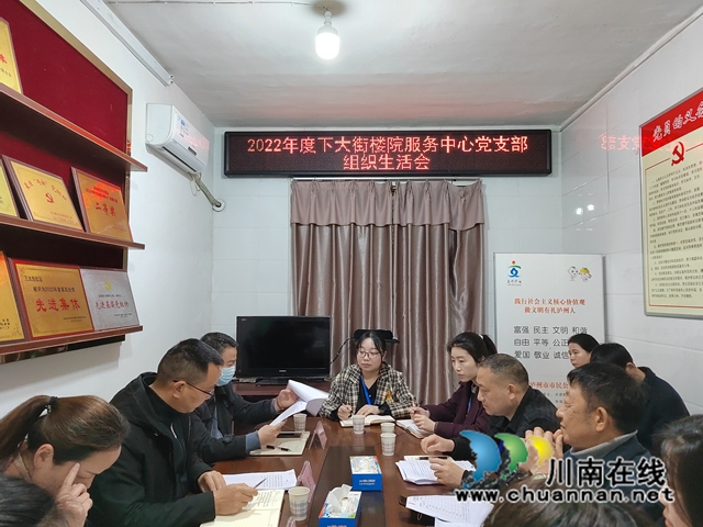龙马潭区小市街道下大街楼院服务中心党支部召开组织生活会