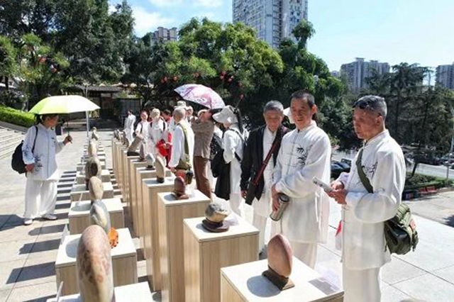 泸州市“酒城银龄”老年志愿服务支队亮相长江奇石文化展