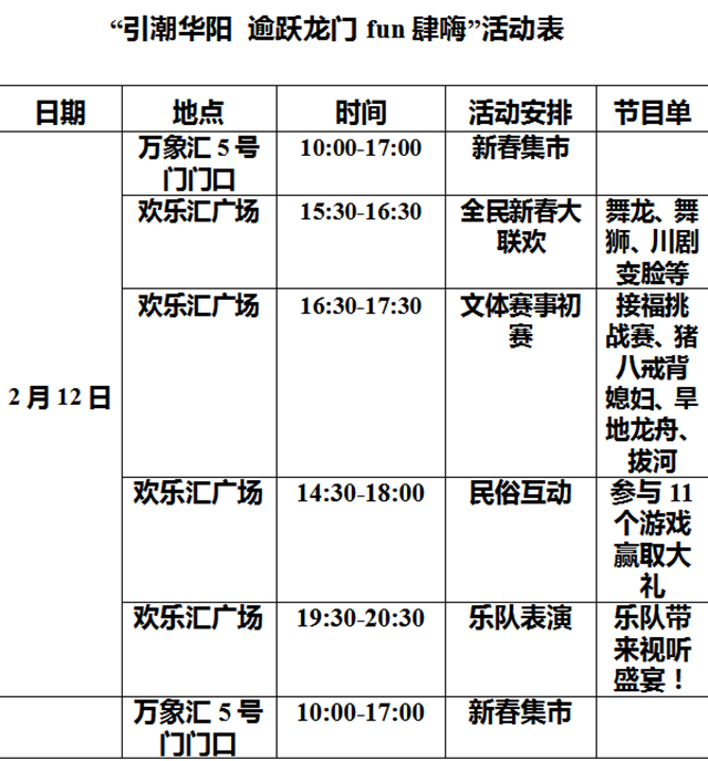 精彩纷呈！春节天天乐 “引潮华阳 逾跃龙门fun肆嗨” 活动全攻略来啦