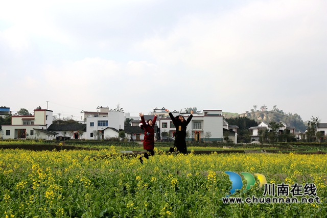 市民在油菜花海里嬉戏游玩（曾佐然摄）.JPG