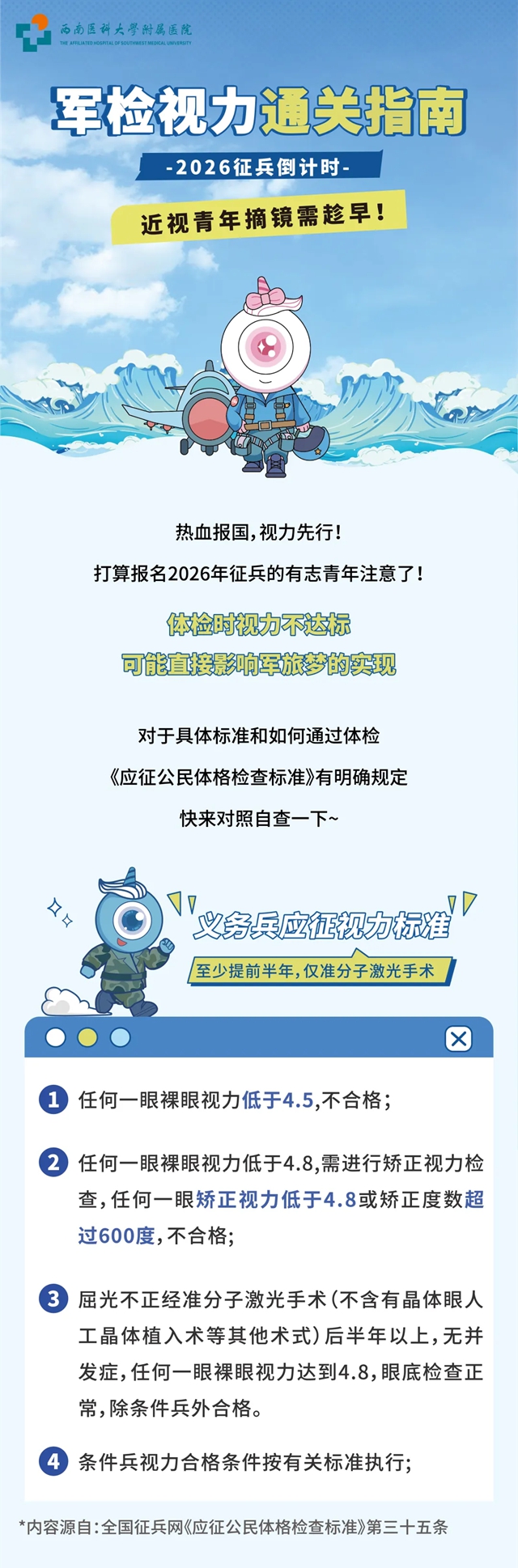 【重要提醒】2026征兵倒计时，视力达标是关键，近视手术趁早做！
