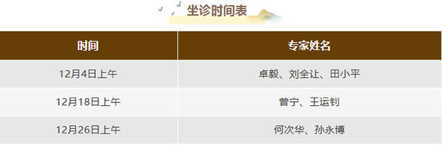 泸州市人民医院国医馆十二月坐诊专家了来了！看好时间快冲
