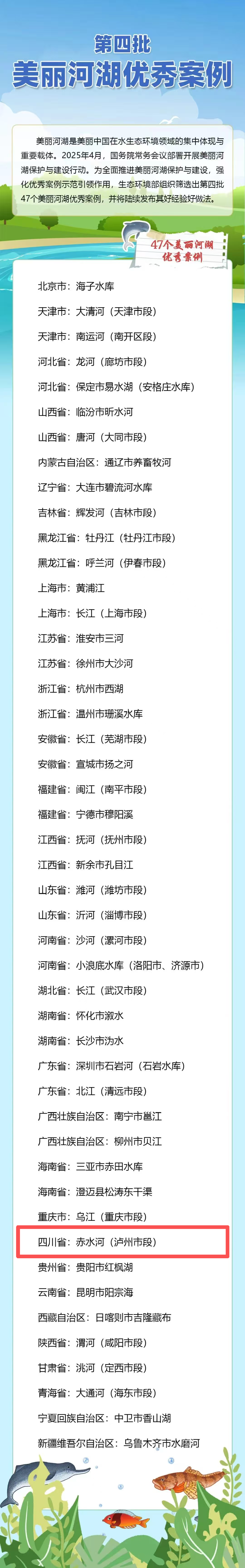 赤水河（泸州市段）上榜！生态环境部公布第四批美丽河湖优秀案例