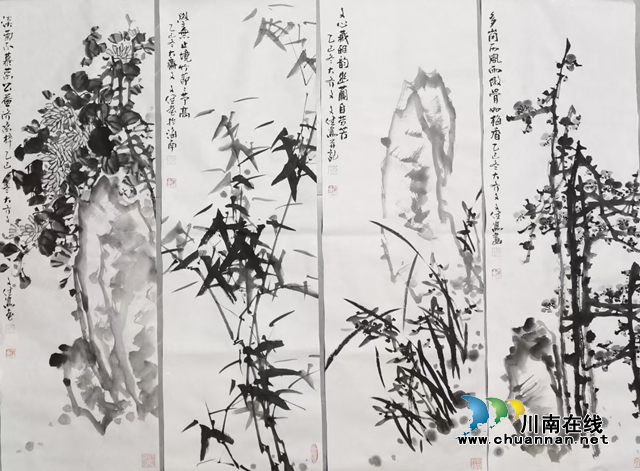 梅兰书傲骨，竹菊画文心——张文健《四君子图》赠肖大齐条屏的精神造像