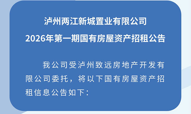 泸州两江新城置业有限公司2026年第一期国有房屋资产招租公告