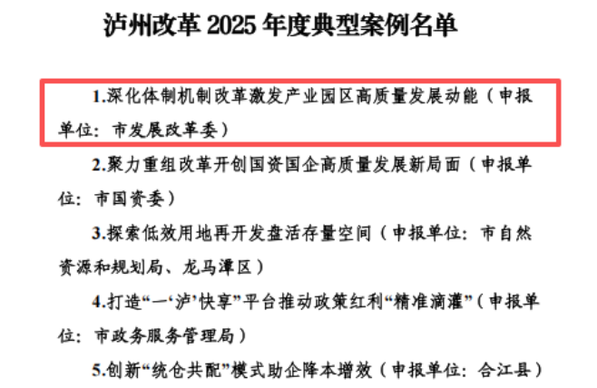 市发展改革委案例入选2025年度泸州十大改革典型案例之首