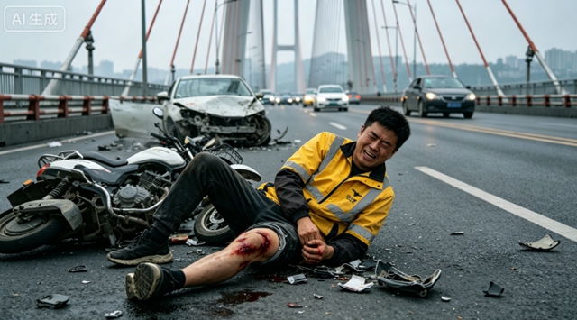 外卖小哥骑车逆行，发生车祸......