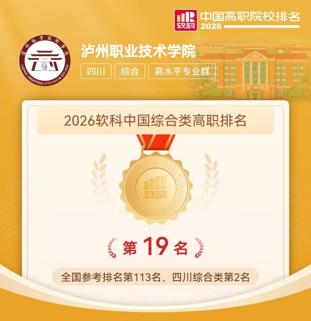 2026软科中国高职院校排名公布,泸州多所院校上榜(图1) 院1.jpg