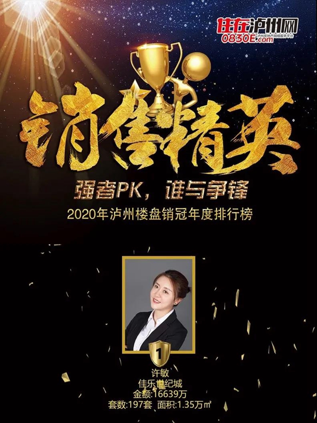 业绩就是尊严 | 佳乐世纪城——许敏荣膺2020年泸州楼盘销售冠军！
