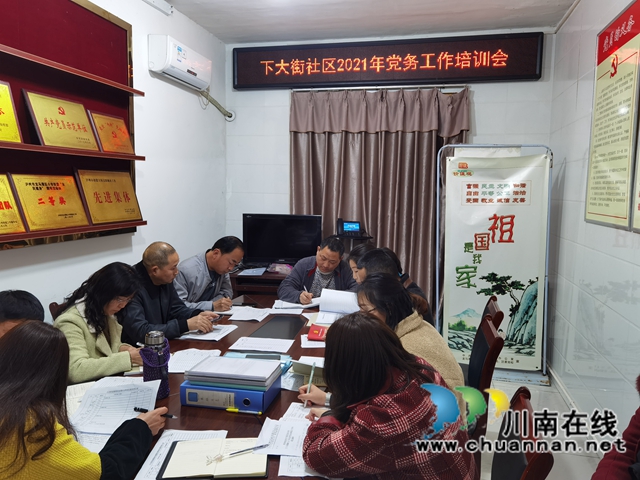 龙马潭区小市街道下大街社区开展党务工作培训会