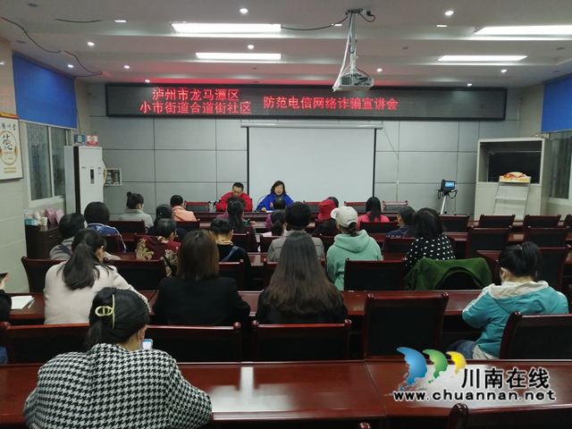 龙马潭区小市街道合道街社区开展防范电信诈骗宣讲会