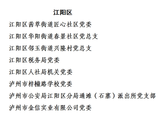 中共泸州市委组织部关于全市“两优一先” 拟表彰对象的公示(图11) 中共泸州市委组织部关于全市“两优一先” 拟表彰对象的公示(图11)