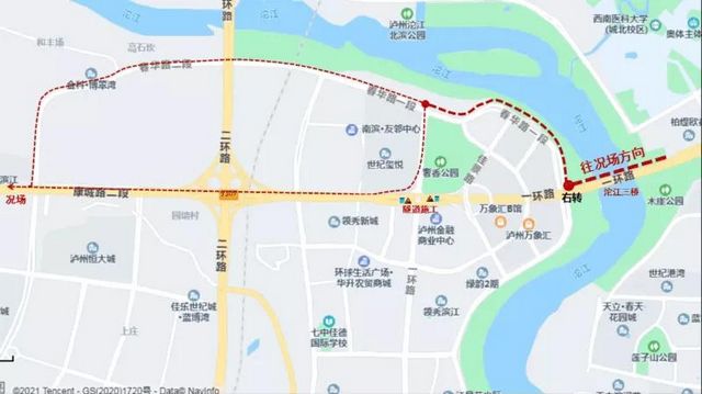 泸州酒城大道-康健城交叉口下穿隧道封闭施工。如何绕行，看这里(图1)